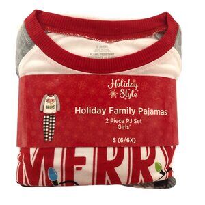 Holiday Style Girls 2 Piece Christmas Pajama Set Size Small 6-6X Red Black